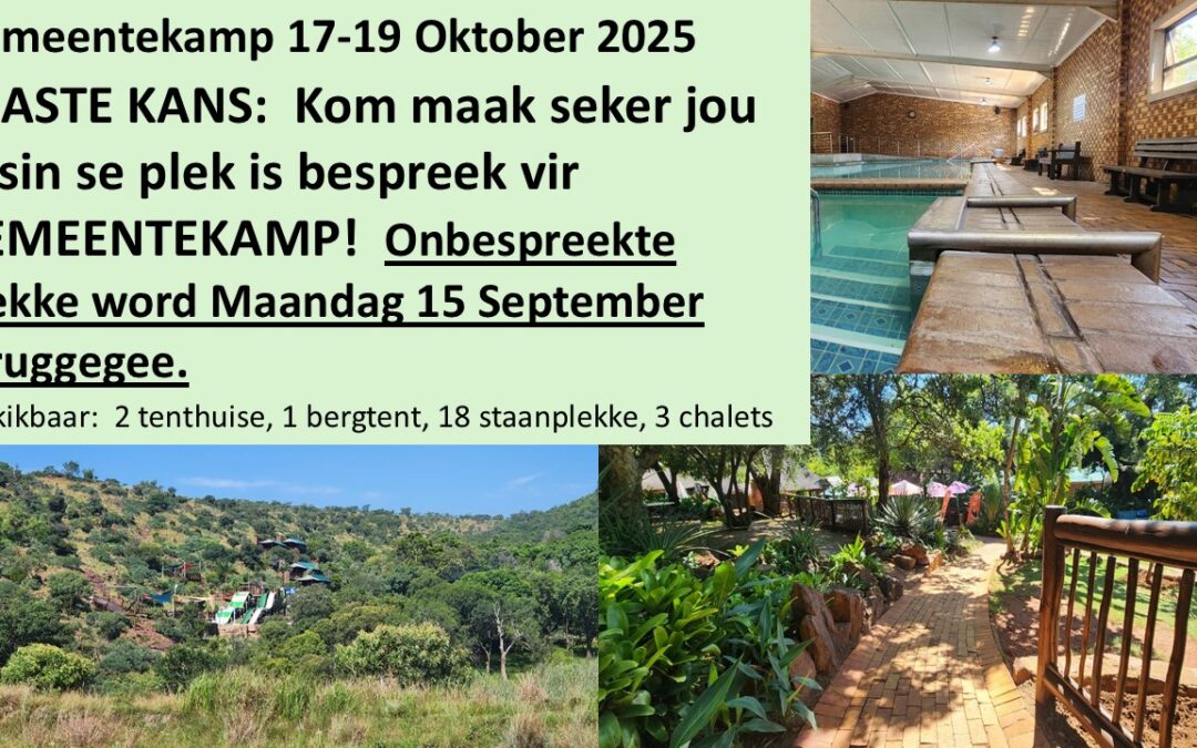 Laaste Kans!  Gemeentekamp 17-19 Oktober 2025